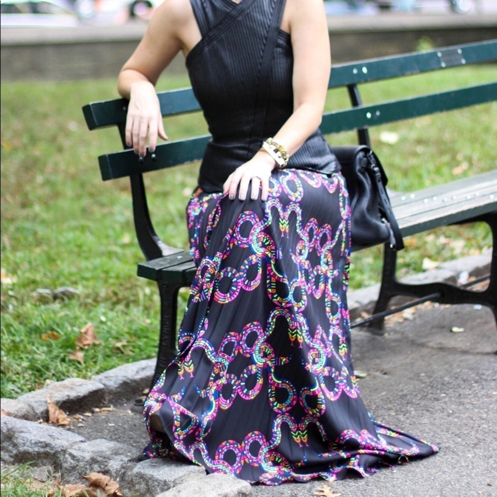 Mara Hoffman Snake Print Maxi Skirt Long Designer Boutique Rare Pleated Pattern - Picture 3 of 14